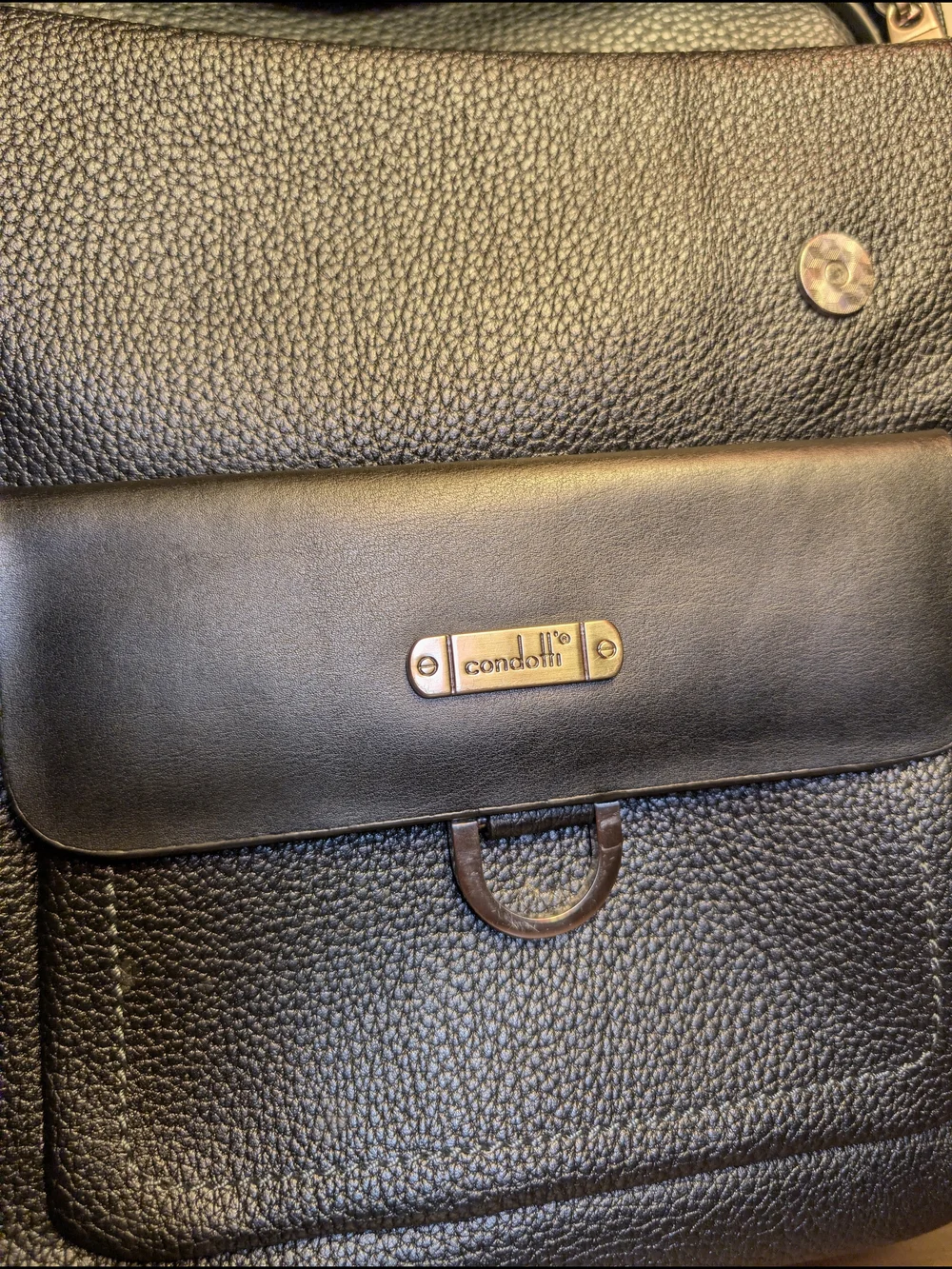 Condotti Black Leather Men's Briefcase...